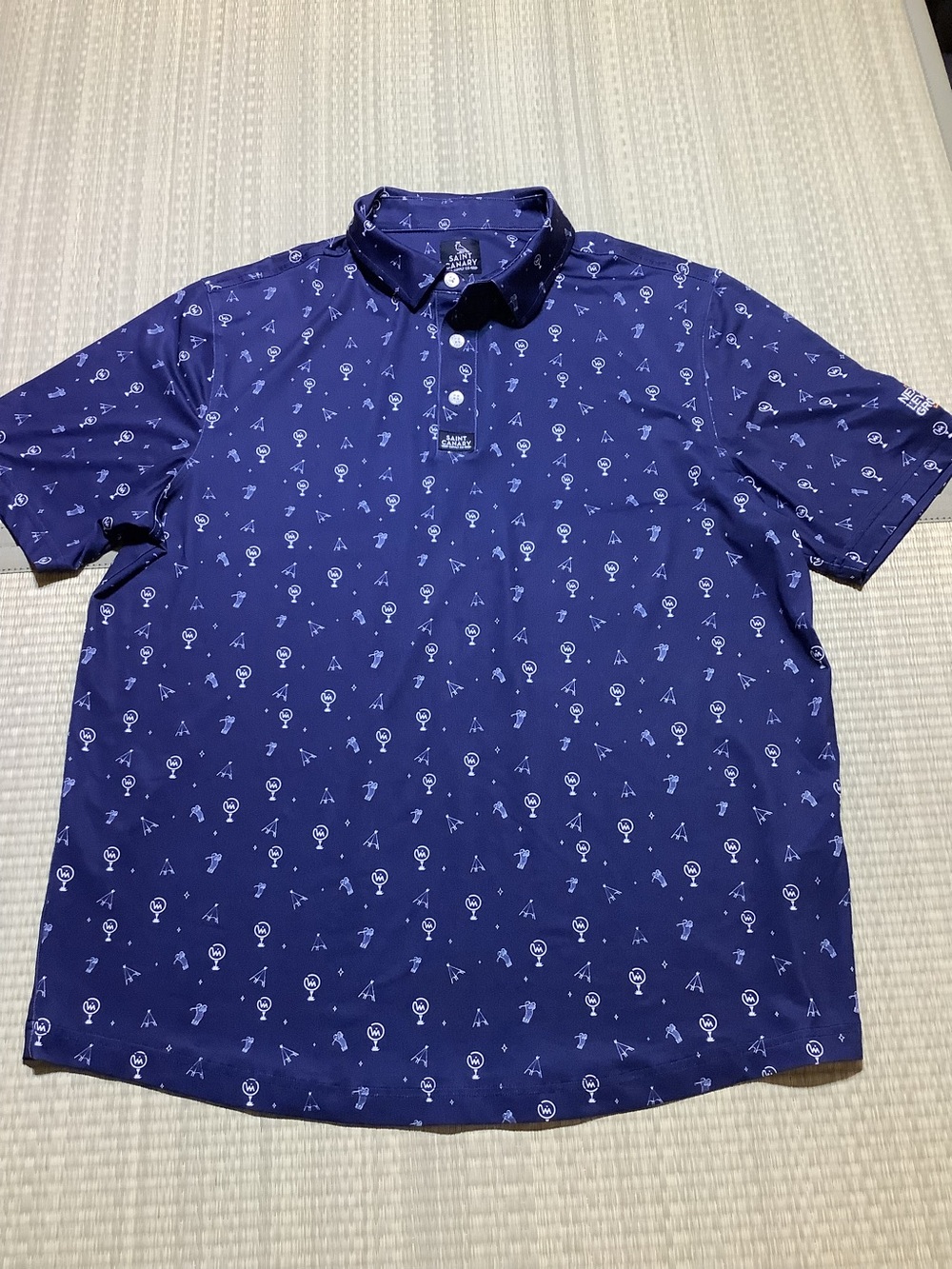 Saint Canary Navy Golf Printed Short-Sleeve Polo Shirt Large